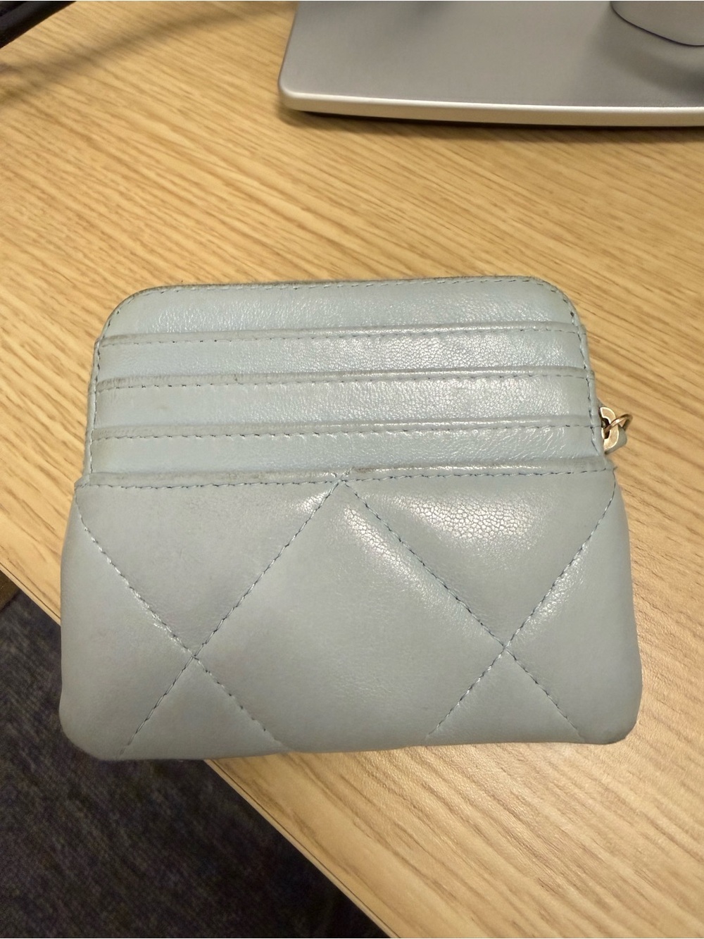 Authentic CHANEL Light Blue Quilted Leather Wallet with Gold Chain CC 👛🥰 - Picture 2 of 10